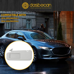 Gray Left Driver Side Sun Visor Replacement with Vanity Mirror Compatible with 2014-2019 Mazda3 2014-2018 Mazda6