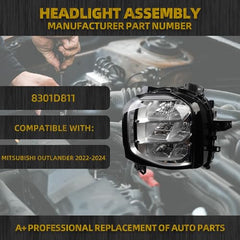 LED Headlights Compatible With Mitsubishi Outlander 2022-2024 Headlamp Assembly Left Driver Side Replaces#8301D811