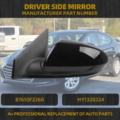 Left Driver Side Door Mirror Compatible with Hyundai Elantra 2017-2020 Manual Folding, Non-heated,Power Adjustment Glass Replace# 87610F2260 HY1320224 (3Pins-Black Paint)