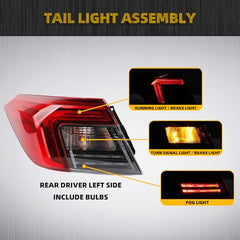 Left Tail Light Assembly Compatible with 2022 2023 2024 Honda Civic Rear Lamp Outer Driver Side W/Bulbs Replaces# 33550-T20-A01 HO2804123
