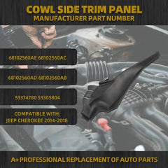 Windshield Wiper Cover Panel Fender Right Compatible with Jeep Free Light 2014 15 16 17 2018 68102561AE 68102561AC 68102561AD 68102561AB 53374781 53305803