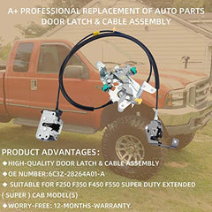 Car Rear Left Driver Side Door Lock Latch & Cable Assembly Compatible with Ford F250 F350 F450 F550 Super Duty 1999-2007 Replace# 6C3Z-28264A01-A