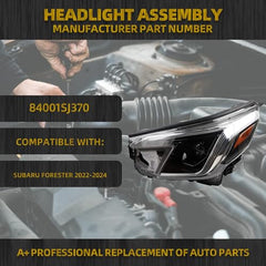 LED Headlights Compatible With Subaru Forester 2022-2024 w/LED DRL Projector Headlamp Assembly Left Driver Side Replaces#84001SJ370 w/Bulbs