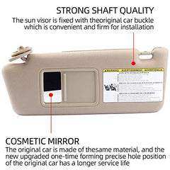 Left Driver Side Sun Visor Compatible with Toyota Tacoma 2005 2006 2007 2008 2009 2010 2011 2012 2013 2014 2015 Visor Assembly Without Light 74320-04181-E1