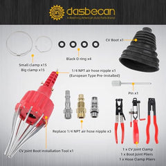 Upgraded CV Joint Boot Tool Expander Rod Spreader Installation Removal Tool Kit with 3Pcs Auto CV Joint Boot Clamp Pliers Tool Set