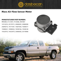 Mass Air Flow Meter MAF Sensor Compatible with Chevy Camaro Corvette Tahoe C1500 C2500 C3500 GMC Yukon Cadillac Escalade Pontiac Firebird 1993-2002 Replaces 25008307 19208521 19208522