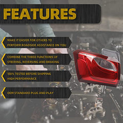 Left Driver Side Outer Taillight Assembly Compatible with 2018 2019 2020 Chevy Equinox Replaces 84769835 Rear Brake Lamp Halogen Type