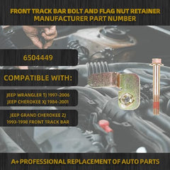 6504449 2pcs Front Track Bar Bolt and Flag Nut Retainer Compatible with Jeep Wrangler TJ 1997-2006 Cherokee XJ 1984-2001 Grand Cherokee ZJ 1993-1998 Replace #OE 6504449