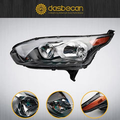 Left Driver Side Headlights w/Bulbs Compatible with Ford Transit Connect 2014-2018 Black Trims Halogen Headlamp Replaces OEM DT1Z13008P FO2502327