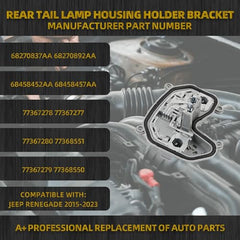Rear Left Driver Side Tail Lamp Light Holder Bracket with Plug & Bulb Compatible with Jeep Renegade 2015-2023 Replace 68458452AA 68270837AA