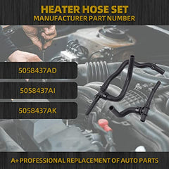 5058437AK Heater Hose Set with TEE Supply-Return Compatible with Dodge Journey 2.4 VVT 2008 2009 2010 2011 2012 2013 2014 2015 2016 2017 2018 2019 2020 Replaces 5058437AD 5058437AI