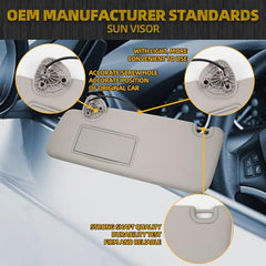 Left Driver Side Sun Visor Compatible with 2013-2018 Dodge Ram 1500 2500 3500 4500 5500 Sunvisor Replace# 1VF25BD1AD (Gray)