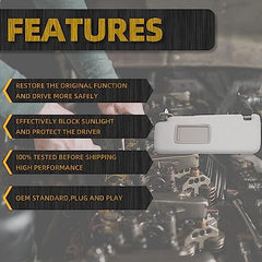 Front Left Driver Side Sun Visor with Vanity Light Compatible with Toyota 4Runner 2010-2023 Replaces# 74320-35A91-B1 (Gray)