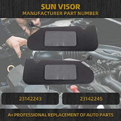 Left Driver & Right Passenger Side Sun Visor Compatible with Chevrolet Corvette C6 05-13 Replaces 23142243 23142245 Sunvisors with Bright LED Lights