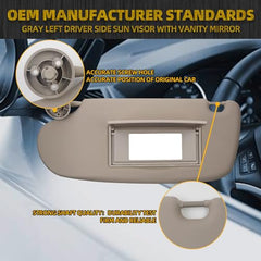 Pair Car Sun Visor W/Mirror Compatible with Dodge Ram 1500 2500 3500 2002 2003 2004 2005 2006 2007 2008 2009 Replaces# 1902167