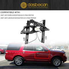 Front Passenger Right Side Power Window Regulator with 8-Pin Motor Compatible with Ford Expedition Lincoln Navigator 2007-2017 Replaces 748-543