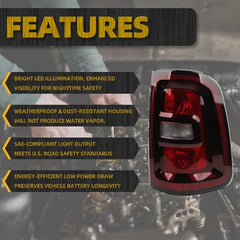Halogen Taillight Compatible with 2025 Dodge Ram 1500 Smoked Black Bezel Tail Light Rear Lamp Right Passenger Side Bulb Included Replace#68531046AA