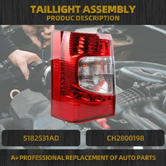 Tail Light Assembly LED Compatible with 2011-2016 Chrysler Town & Country Rear Lamp Taillight Left Driver Side 5182531AD CH2800198