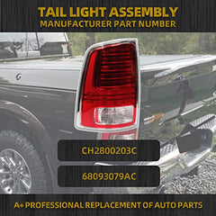 LED Tail Lights Assembly Compatible With Dodge Ram 1500 2013-2018 Ram 2500 & 3500 2014-2018 Driver Side Plug&Play Replaces# CH2800203 68093079AC