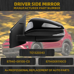 Driver Side Mirror Compatible with Toyota RAV4 2015-2018 Manual Folding Power Glass Heated Turn Signal Light Blind Spot Detection Black 8Pins Replace# 879400R190C0