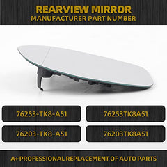 76203TK8A41 Left Driver Side Mirror Glass with Plastic Plate Compatible with Honda Odyssey 2014 2015 2016 2017 Replace# 76253-TK8-A41