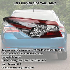 LED Left Tail Light Assembly Compatible with 2021 2022 2023 Toyota Camry Rear Lamp With Wiring Harness Replaces# 81560-06A30 TO2804158