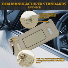 Left Driver Side Sun Visor Compatible with 2007-2014 Cadillac Escalade, Chevrolet Silverado Suburban Tahoe, GMC Yukon Sierra 1500 Denali Replace Replace 22850307 Gray with Light