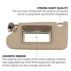 Beige Sun Visor Compatible with Nissan Altima 2013-2018 with Mirror and Vanity Light Without Sunroof Replaces# 96401-3TA2A (Beige Left)