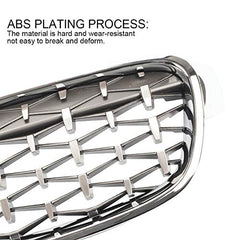 Front Grille Kidney Grill Replacement Compatible with BMW 3 Series F30 F31 F35 2012-2018 Black Frame Silver Net