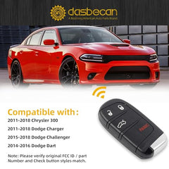Key Fob Replacement Compatible with Chrysler 300 2011-2018 Dodge Charger Challenger Dart Journey Keyless Entry Remote Control Replaces M3N-40821302 56046758AB ID46 Chip 433MHz 4 Buttons