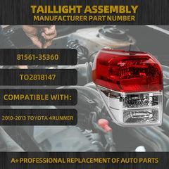 Left Driver Side Tail Light Assembly w/o Bulb Compatible with Toyota 4Runner 2010-2013 Rear Lamp Replaces# 81551-35360 TO2819147