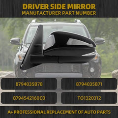 Left Driver Side Mirror Compatible with Toyota 4Runner 2014-2023 Manual Folding Power Adjustable Glass Heated Turn Signal Puddle Light Black 9Pins Replace# 8794035B70