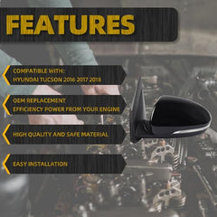 Driver Side Mirror Replacement Left Compatible with Hyundai Tucson 2016 2017 2018 8Pins Power Heated Turn Signal Blind Spot Monitoring PTM 87610D3430 87610-D3430 HY1320231