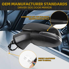 8Pins Driver Side Mirror Compatible with 2019-2024 Toyota Rav4 Left Side Rearview With Power Heated Turn Signal Blind Spot Detection Manual Folding Midnight Black Metallic Replace 879400R271