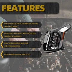 Headlight Assembly LED Compatible With 2015-2020 Cadillac Escalade/ESV Headlamp Replace 84216044 Left Driver side