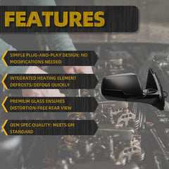 Right Passenger Side Mirror Compatible with 2020-2021 Chevrolet Traverse Power Heated Manual Foldin Black Cover Replace Rear View Mirror 85535683 (5pin)