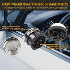4pcs Bright Silver Dashboard Air Conditioning AC Heater Vent Compatible with Ford F150 2009-2014 Replaces# 9L3Z-19893-CA