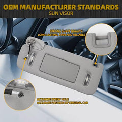 Left Driver Side Sun Visor Compatible with 2015-2019 Cadillac Escalade, Chevrolet Silverado/Suburban/Tahoe, GMC Sierra/Yukon Sunvisor (Gray)