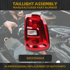 Right Passenger Side Tail Light Red Bezel Compatible with 2025 Dodge Ram 1500 Halogen Rear Lamp Assembly Tail Lamp Replace#68531048AA
