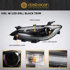 Led Headlight w/Chrome Trim DRL Compatible With 2015 2016 2017 Chrysler 200 200c HID/Xenon Model Replce OE 68285847AA CH2503263 LH Headlamp Left Driver Side Pump Lights