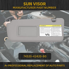 Left Driver Side Sun Visor Compatible with Toyota RAV4 2004 2005 Replace 74320-42420-B0 Sunvisor (Gray)