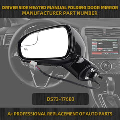 Left Driver Side Power Door Mirror Compatible with Ford Fusion 2013-2015 Power | Heated | Turn Signal | Puddle Light | Manual Folding | DS7Z17683BA | Black | 7Pins