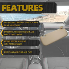 Beige Left Driver Side Sun Visor with Vanity Mirror Compatible with Toyota Corolla 2014 2015 2016 2017 2018 2019 Replaces# 74320-02B50-B0