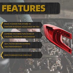 Left Driver Side LED Tail Light Assembly Compatible with 2018 2019 2020 2021 Honda Accord Sedan Rear Brake Lamp Taillights Harness Set