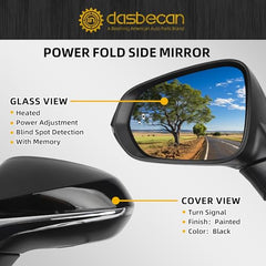 Left Driver Side Mirror Compatible with Lexus NX200t NX300 NX300h 2018-2021 with Power Folding Adjustment Glass Heated Memory Signal Light Blind Spot Detection BSD Replaces 8794078042 13Pins