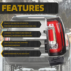 Right Passenger side Tail Light Assembly LED Compatible with 2015-2020 GMC Yukon and Yukon XL