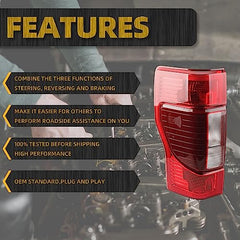 Left Driver Side Tail Light Assembly Compatible with 2020 2021 2022 Ford F250 F350 Super Duty Blind Spot Module Can be Installed Rear Taillight Halogen Type
