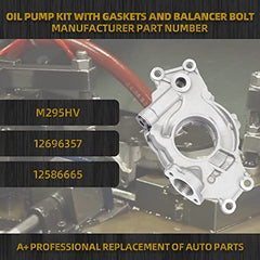 M295HV High Volume Melling Oil Pump kit Compatible with 4.8L 5.3L 6.0L Silverado Avalanche Suburban Tahoe Trailblazer GMC Sierra Yukon Cadillac Escalade, with Gaskets and Balancer Bolt