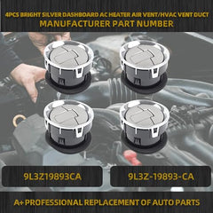 4pcs Bright Silver Dashboard Air Conditioning AC Heater Vent Compatible with Ford F150 2009-2014 Replaces# 9L3Z-19893-CA