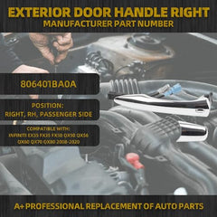 Exterior Door Handle Front Door Handle Left Driver Side with Keyhole Compatible with 2008-2020 Infiniti EX35 FX35 FX50 QX50 QX56 QX60 QX70 QX80 OEM 806401BA0A